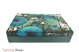 Rectangle lacquer box hand-painted with lotus pond 19*29*H6 cm